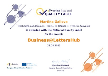 E-Twinning projekt "Business&LettersHub"